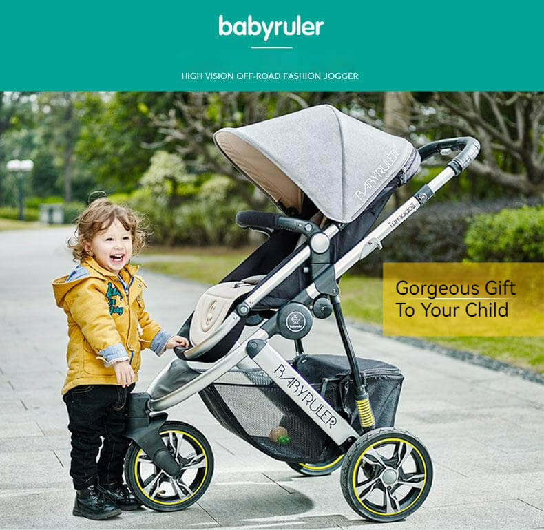 Three Wheels Baby Stroller with All Accessories-Preium Grey - Image 13