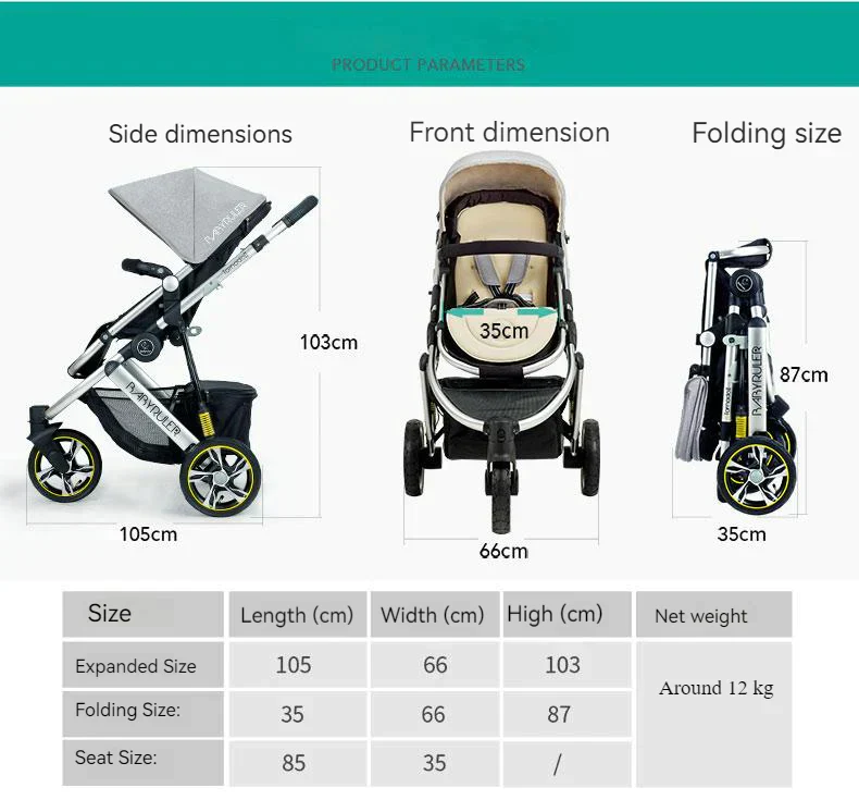 Three Wheels Baby Stroller with All Accessories-Preium Grey - Image 14
