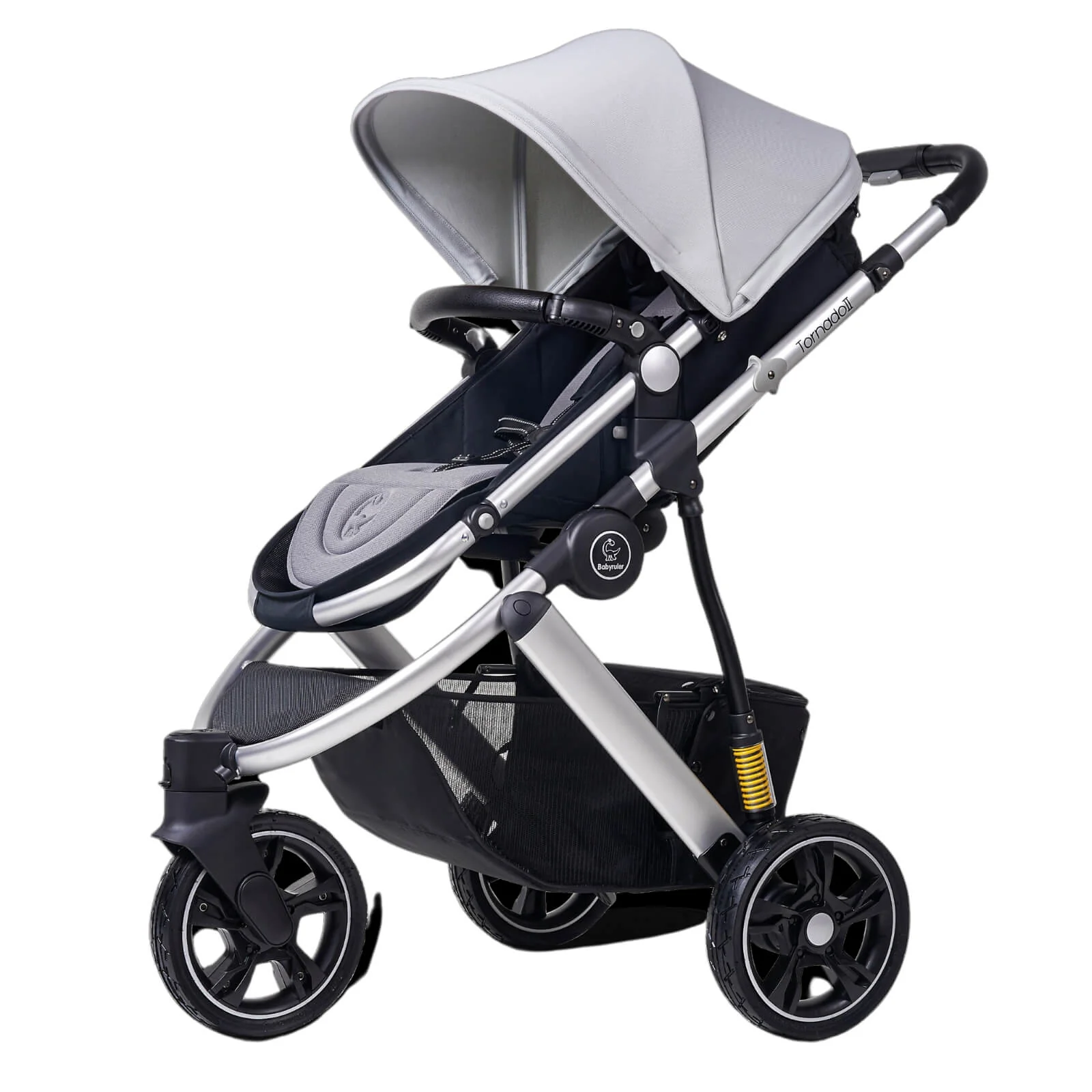 Three Wheels Baby Stroller with All Accessories-Preium Grey - Image 2