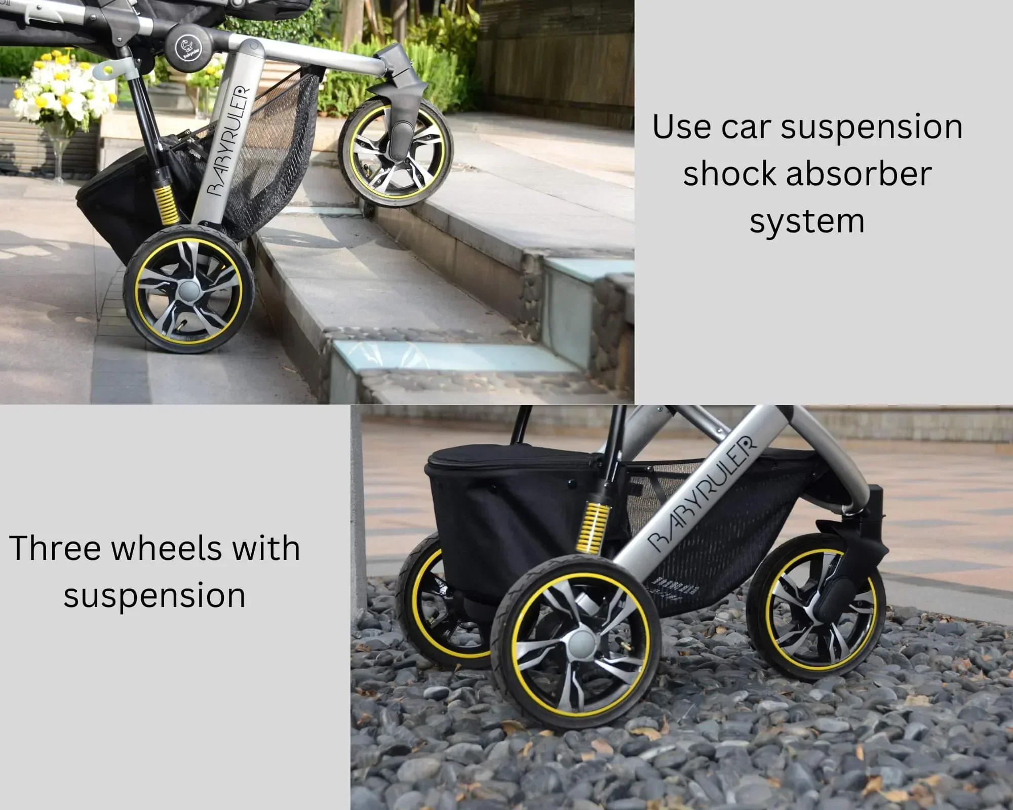 Three Wheels Baby Stroller with All Accessories-Preium Grey - Image 20
