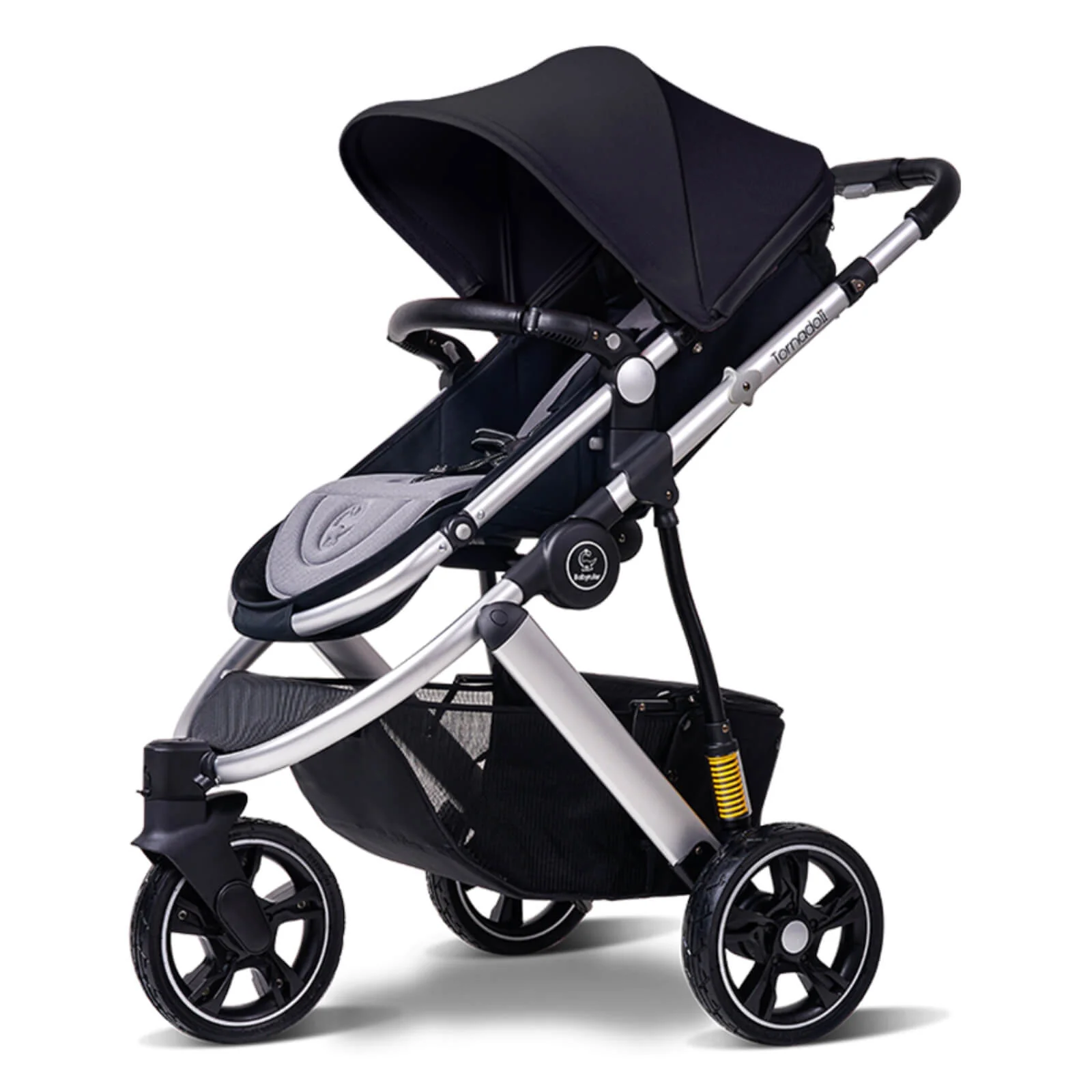 Three Wheels High Landscape Baby Stroller-Black
