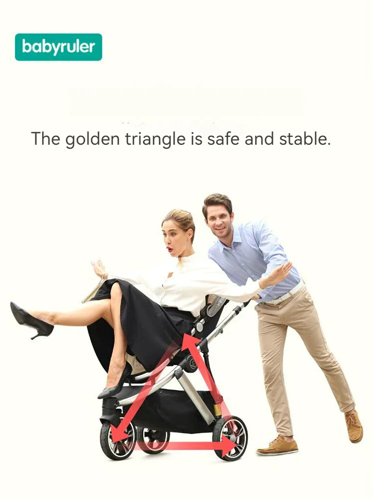 Three Wheels High Landscape Baby Stroller-Preium Grey - Image 18
