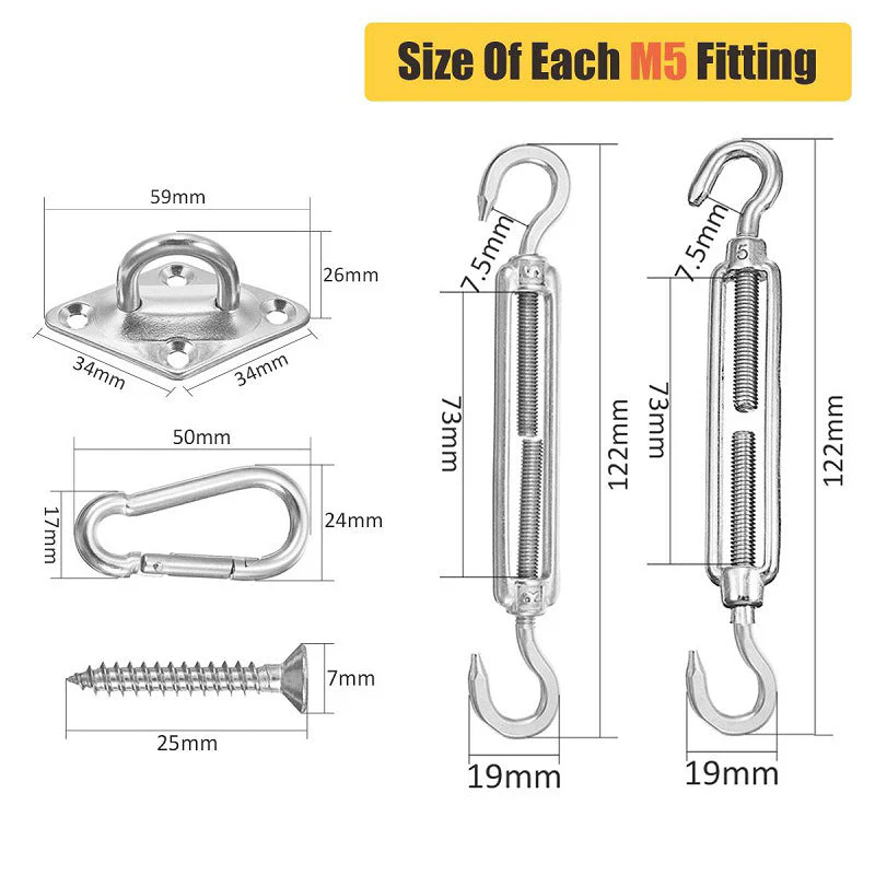 Triangular Shade Sail Hardware Pack Mounting Accessory - Image 5
