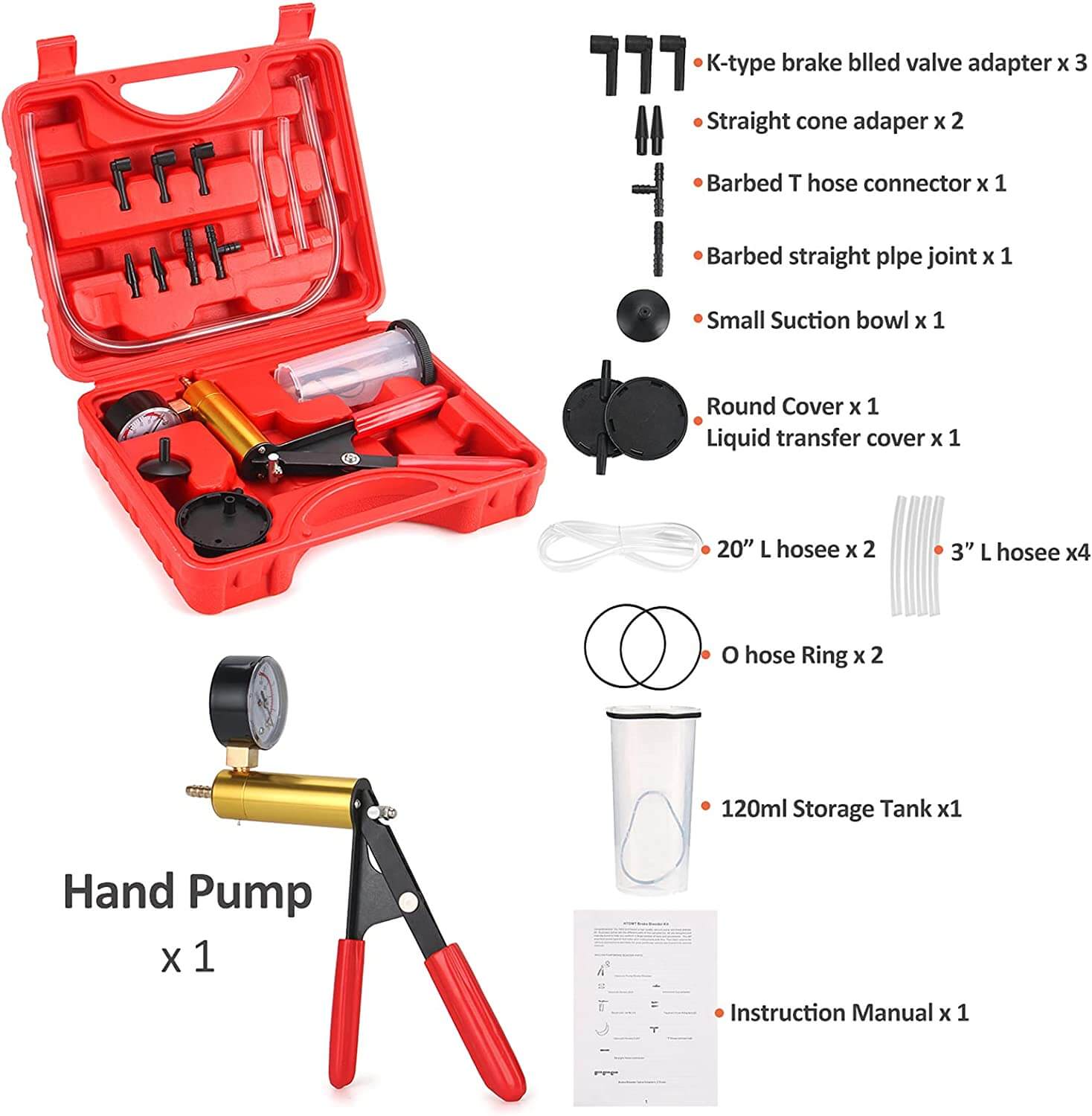 Universal Vacuum Pump Kit, Brake Bleeder Kit - Image 3