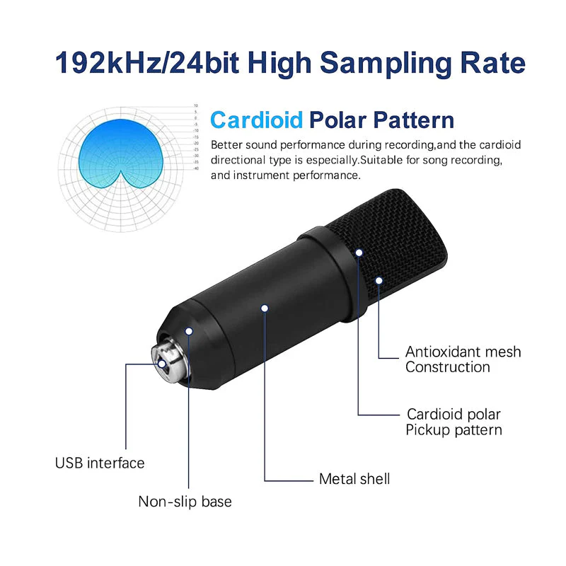 Usb Condenser Microphone Mic With Stand - Image 5