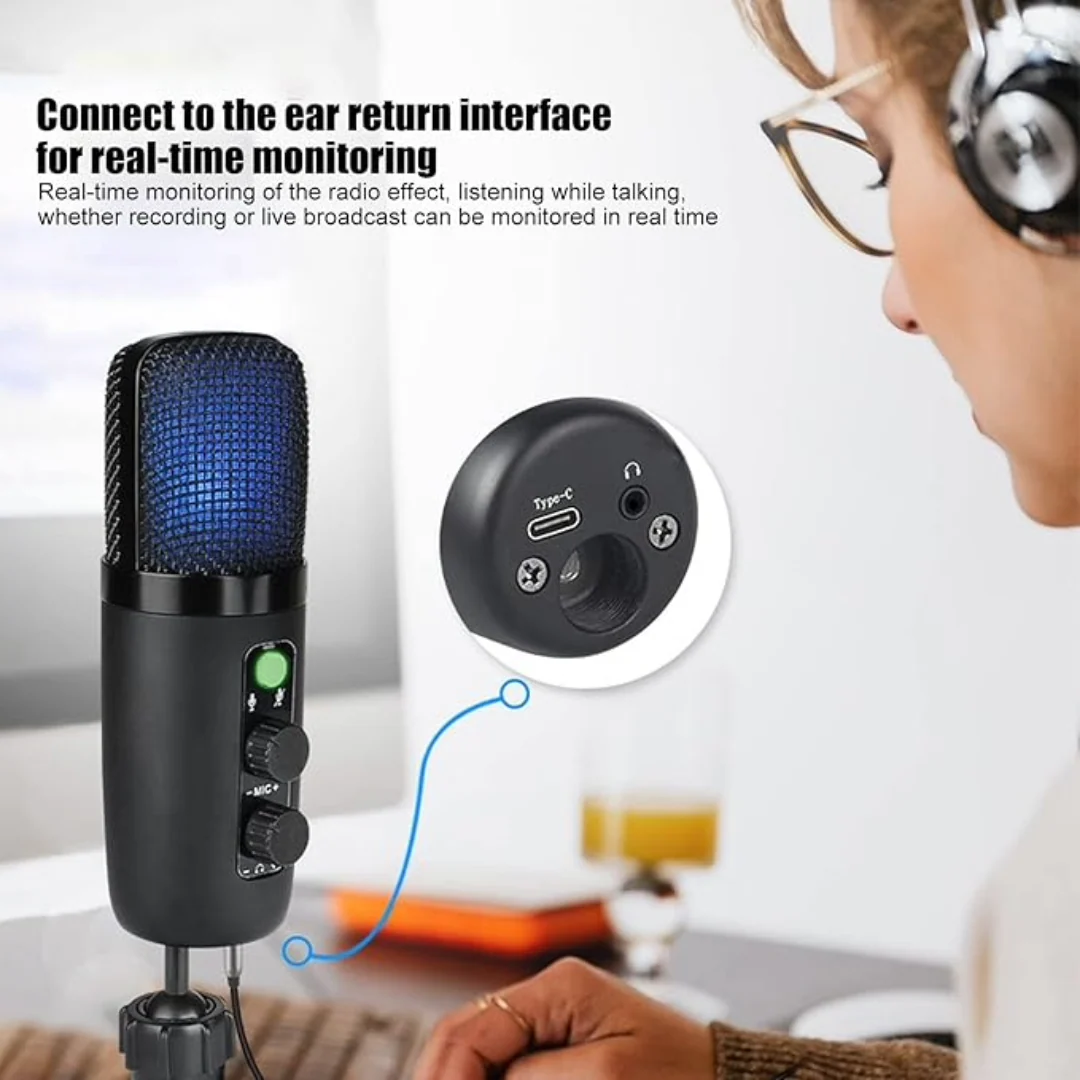 USB Microphone Adjustable Sound Volume Noise Reduction - Image 5