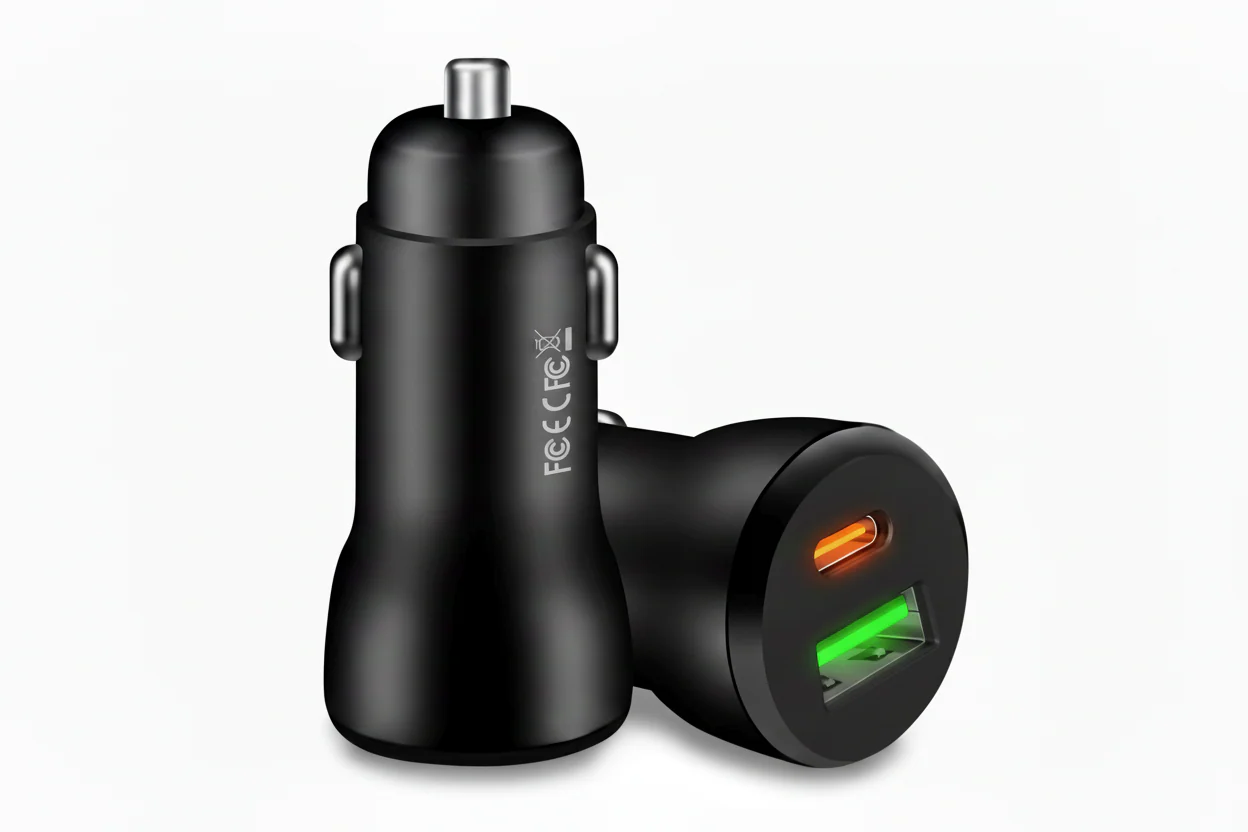 Car Charger Type-C and USB Fast Charging Mobile Adapter