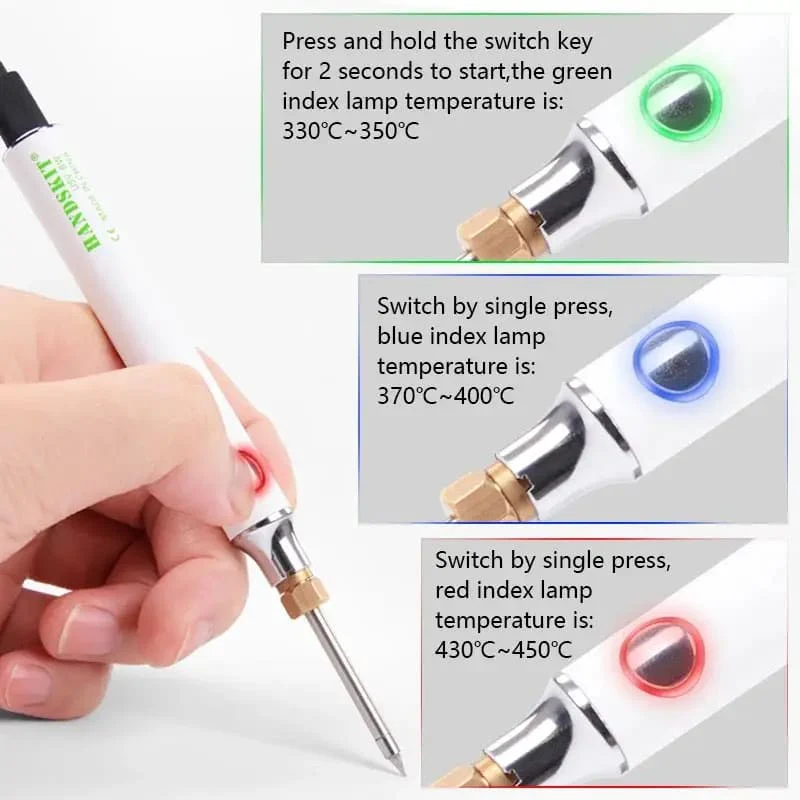 USB Soldering Iron Set - 8W Adjustable Temp, Ceramic Core & Tip - Image 2