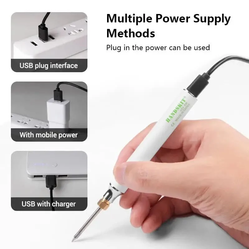 USB Soldering Iron Set - 8W Adjustable Temp, Ceramic Core & Tip - Image 5