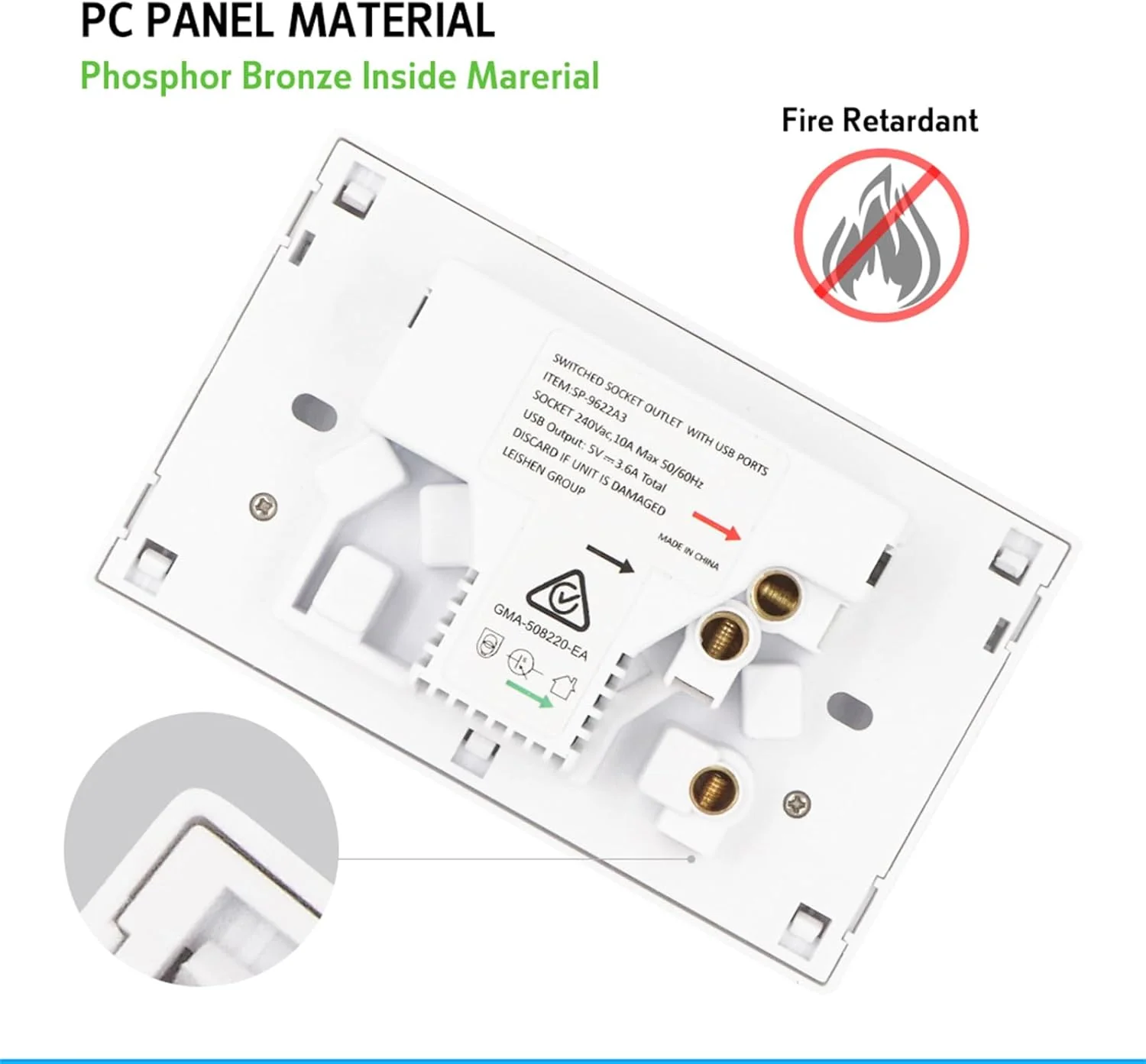 USB Type C Wall Socket Power Point - White - Image 7
