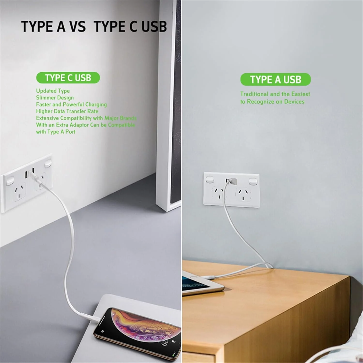 USB Type C Wall Socket Power Point - White - Image 9