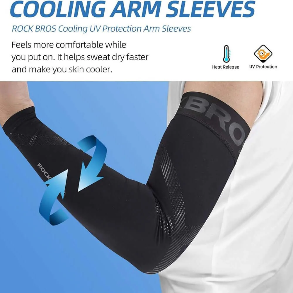 UV Protection Arm Sleeves Ice Fabric for Cycling Sport-1 Pair - Image 3
