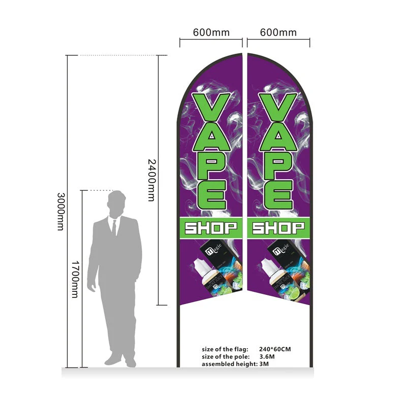VAPESHOP - Pre-print Double Sided Feather Banner Flag Business Commersial 3M SET - Image 2