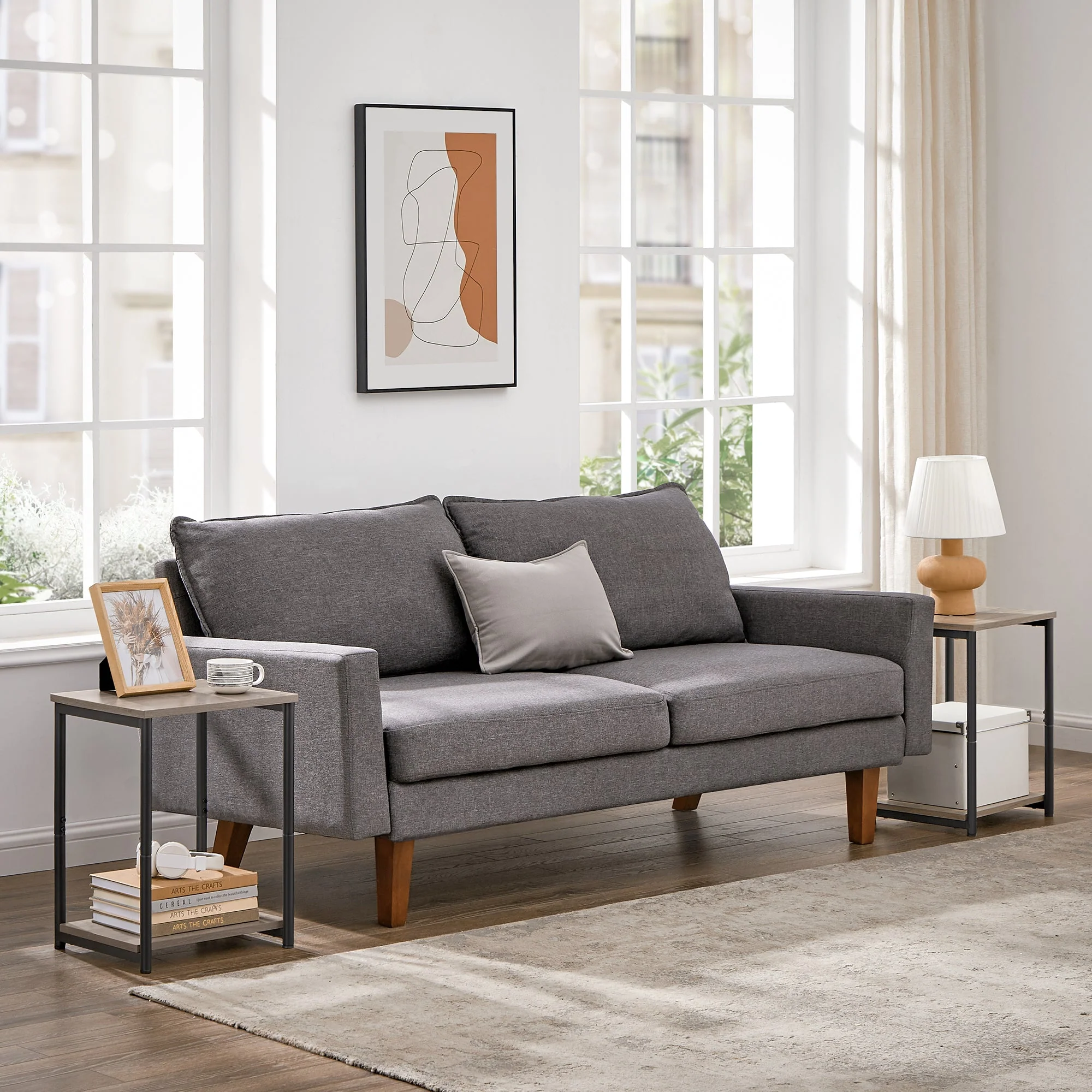 VASAGLE Bed Side Tables End Table (Greige) - Image 2