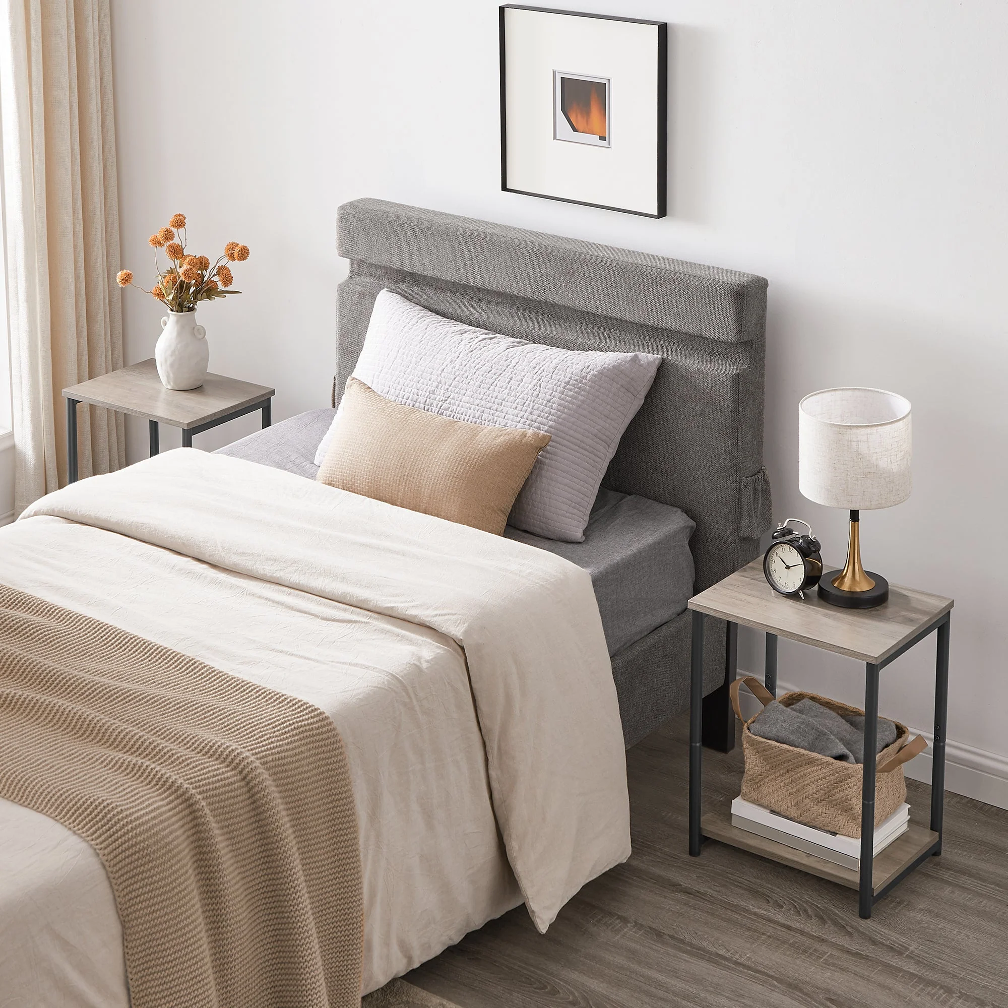 VASAGLE Bed Side Tables End Table (Greige) - Image 3