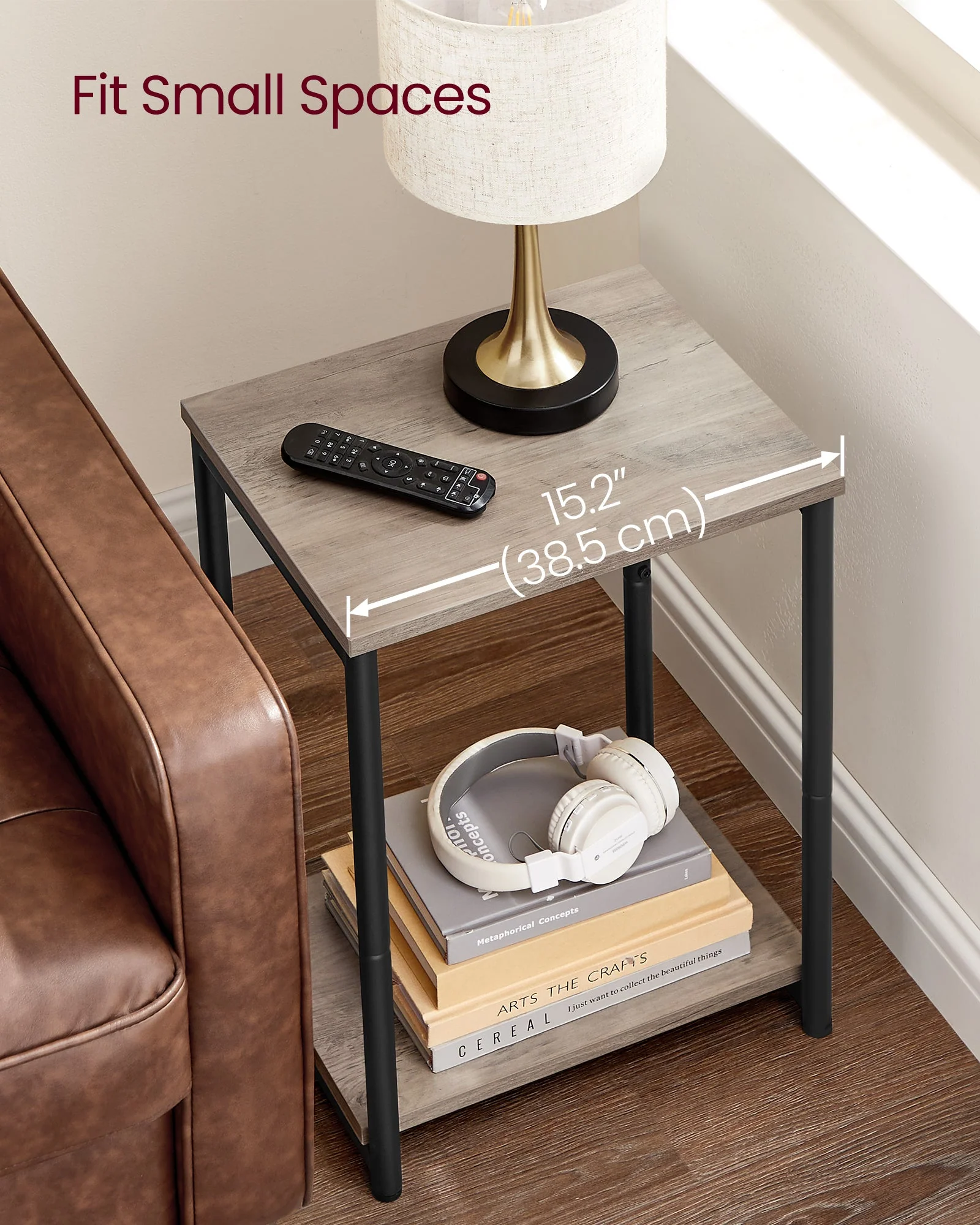 VASAGLE Bed Side Tables End Table (Greige) - Image 7