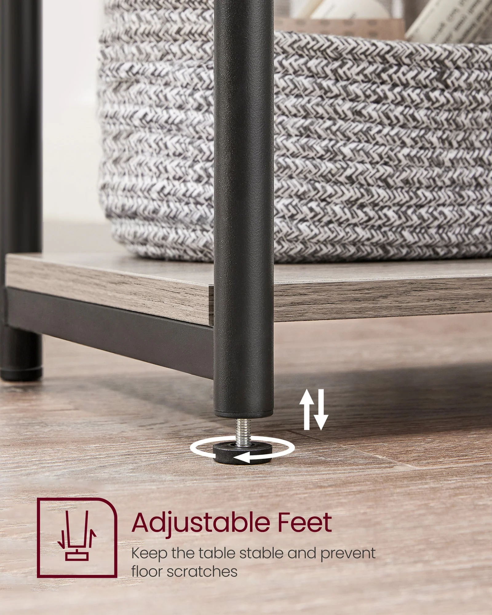 VASAGLE Bed Side Tables End Table (Greige) - Image 8