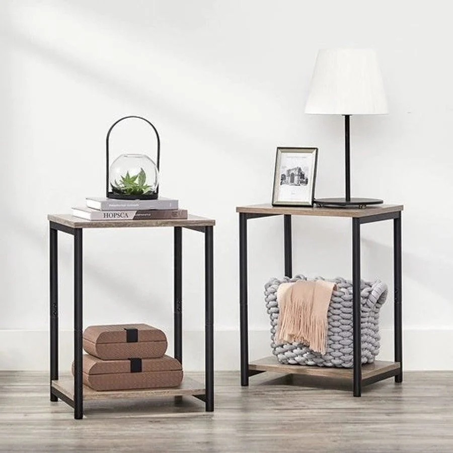 VASAGLE Bed Side Tables End Table (Greige) - Image 9
