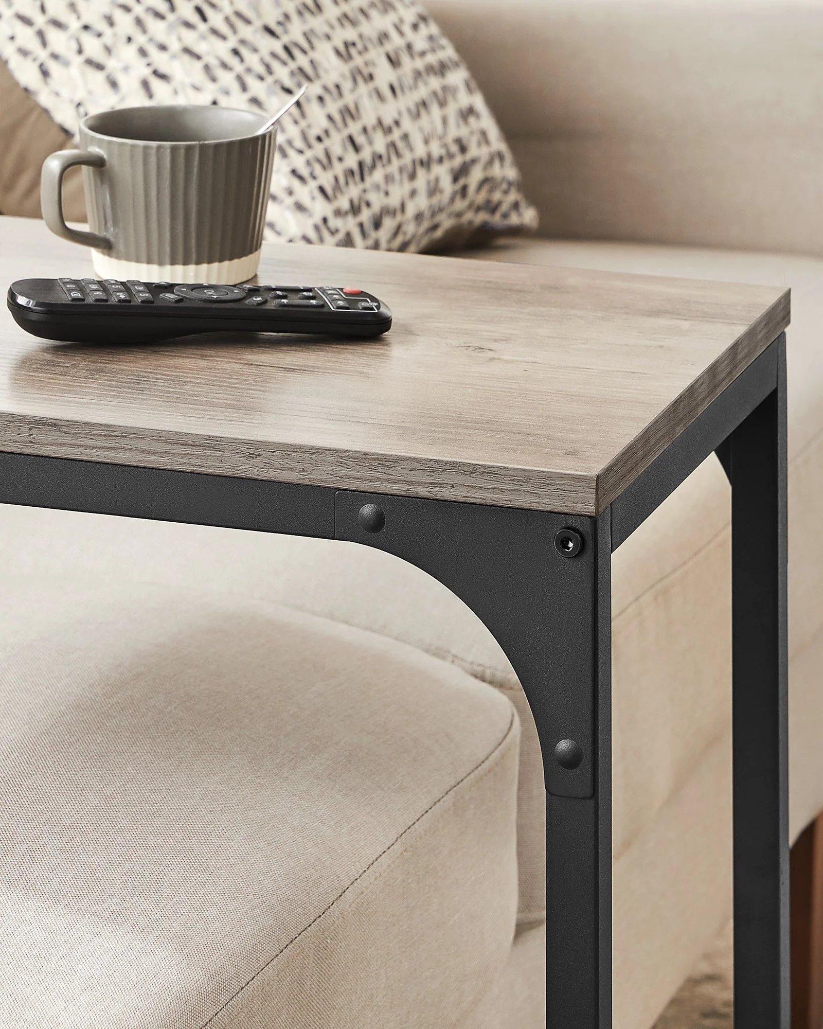 Vasagle C-Shaped End Table Bedside Laptop Table - Greige - Image 9