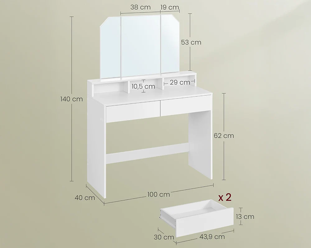 VASAGLE Dressing Table With Mirror - Image 6