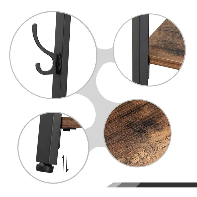 VASAGLE Industrial Coat Rack Stand - Rustic Brown - Image 6