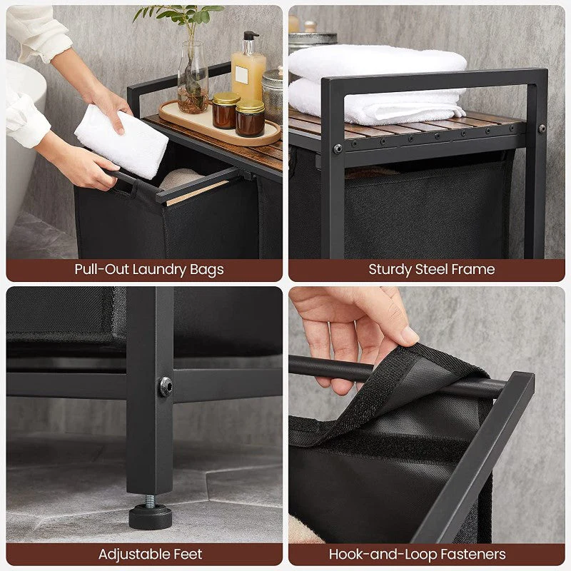 VASAGLE Laundry Basket Rack with Shelf - Image 6