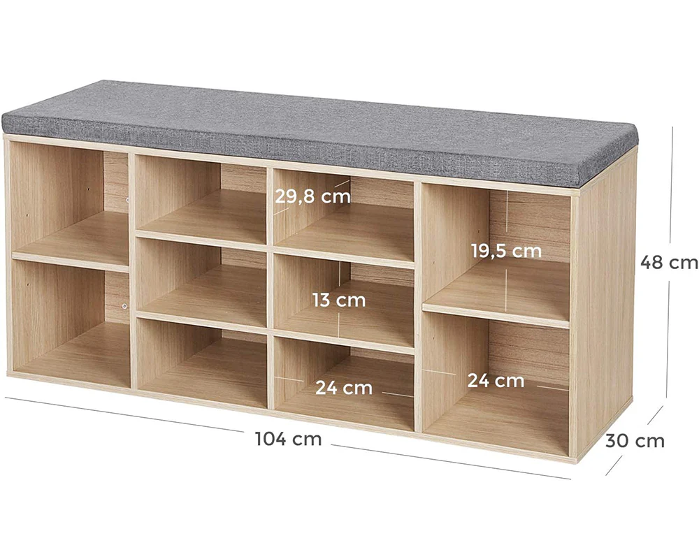 VASAGLE Shoe Rack Bench Shoe Storage Bench Shoe Rack - Image 6