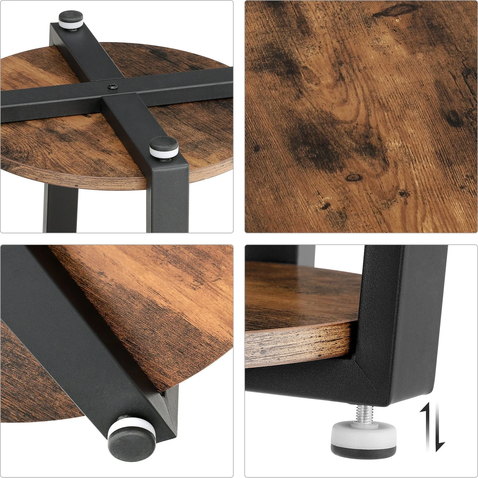VASAGLE Side Table End Table Rustic Brown and Black - Image 7