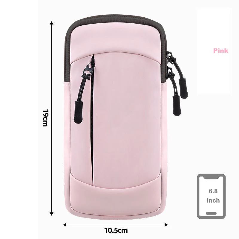 Waterproof Running Armband Phone Holder – 2 Pocket Sports Wrist Wallet for Gym & Outdoor Exercise (Fits up to 6.8” phone) - Image 2