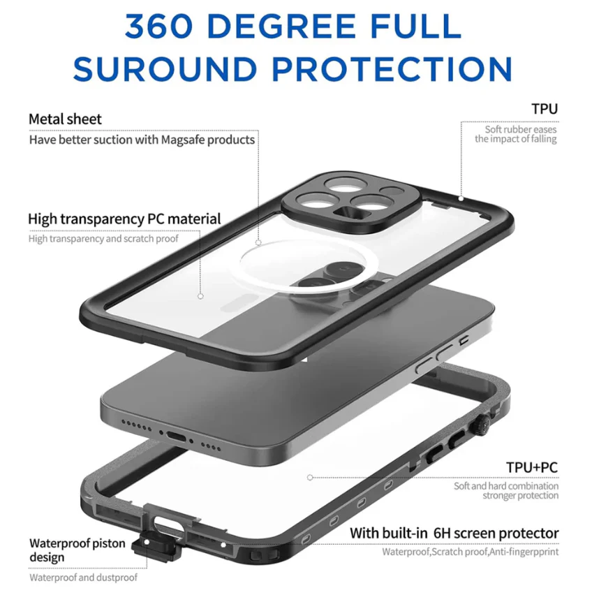 MagSafe Waterproof Shockproof Case for iPhone 15 Pro Max | Redpepper - Image 2