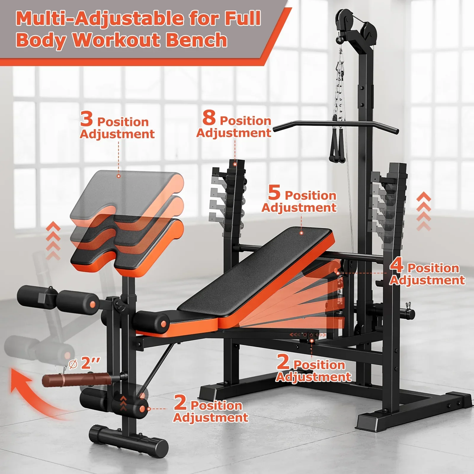 Weight Bench All in One Workout Station Bench Home Gym Station - Image 14