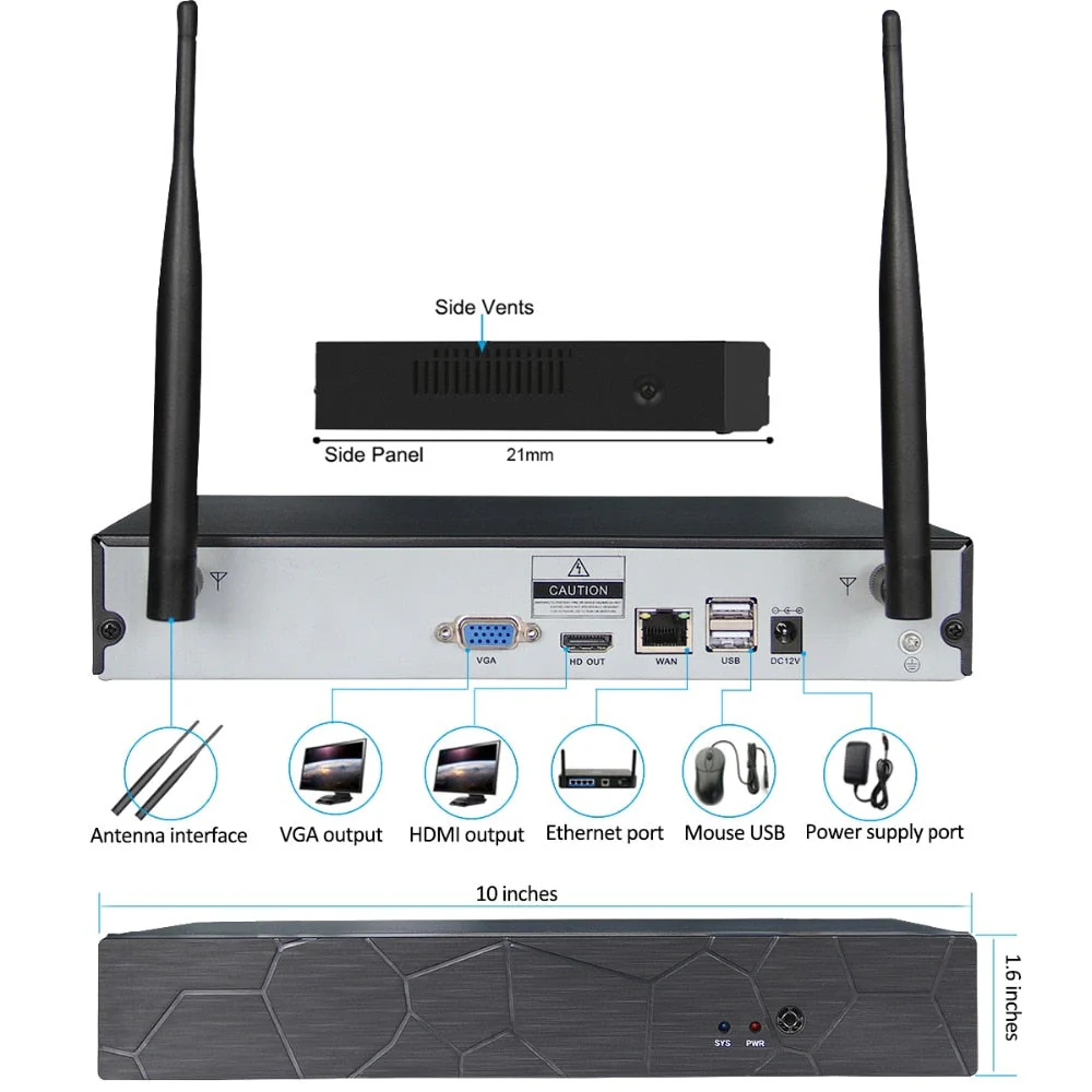 Wireless CCTV Camera System – 4CH 720P NVR Kit with 4 Outdoor IP Cameras - Image 4