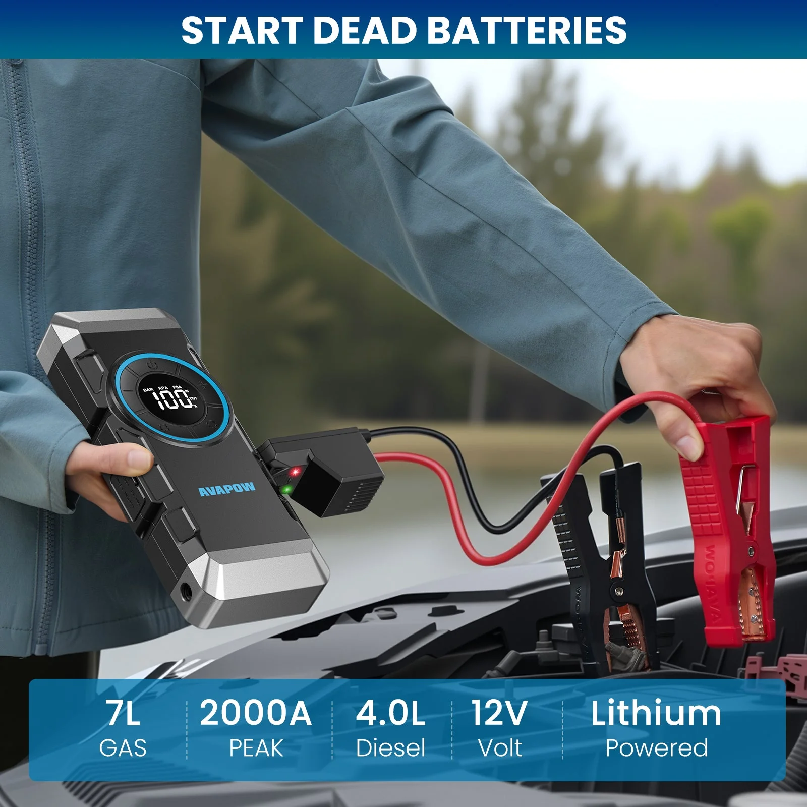 Car Jump Starter with Air Compressor - Image 9
