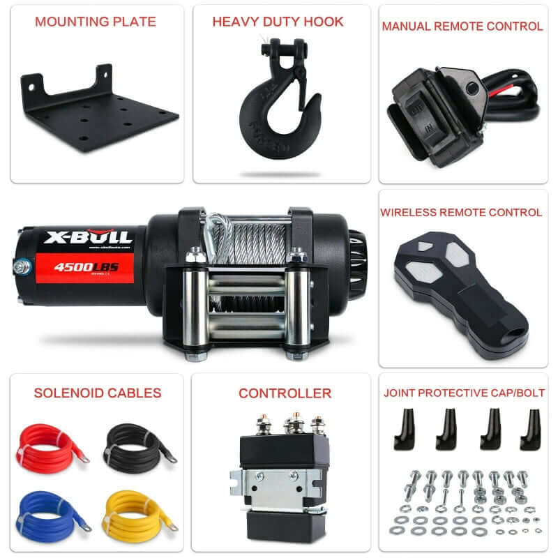 X Bull Electric Winch 4500LBS 12V ATV UTV 4WD with Wireless & Wired Remote - Image 10