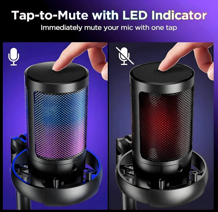 XVersion RGB Gaming Streaming Microphone for PC/PS5 with Volume Controlling, Pop Filter, Condensor Mic with Quick Mute, - Image 2