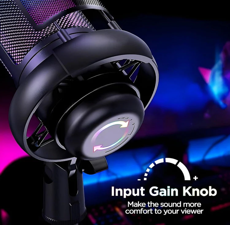 XVersion RGB Gaming Streaming Microphone for PC/PS5 with Volume Controlling, Pop Filter, Condensor Mic with Quick Mute, - Image 3