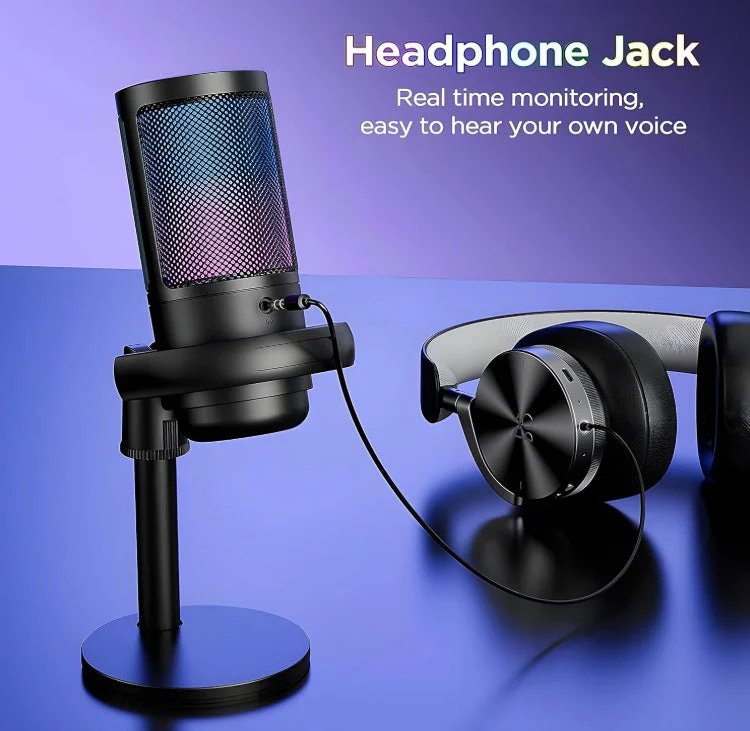 XVersion RGB Gaming Streaming Microphone for PC/PS5 with Volume Controlling, Pop Filter, Condensor Mic with Quick Mute, - Image 6